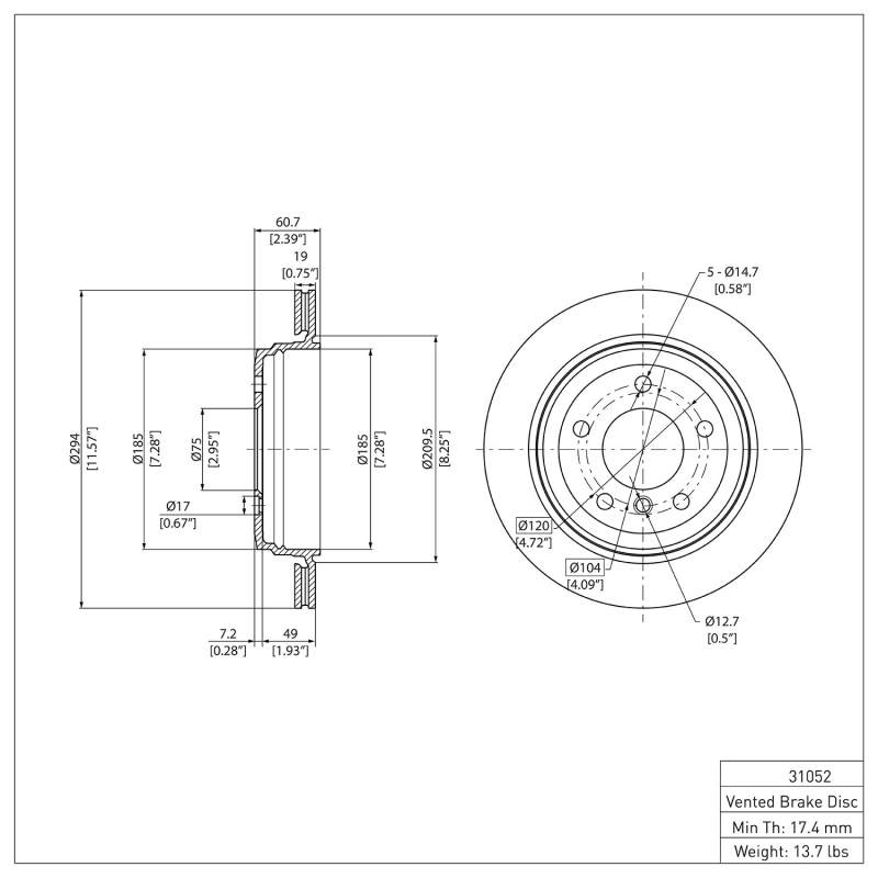 BMW 325XI Brake Rotor (1) - Rear - R1 Concepts - Plain - `01-`05